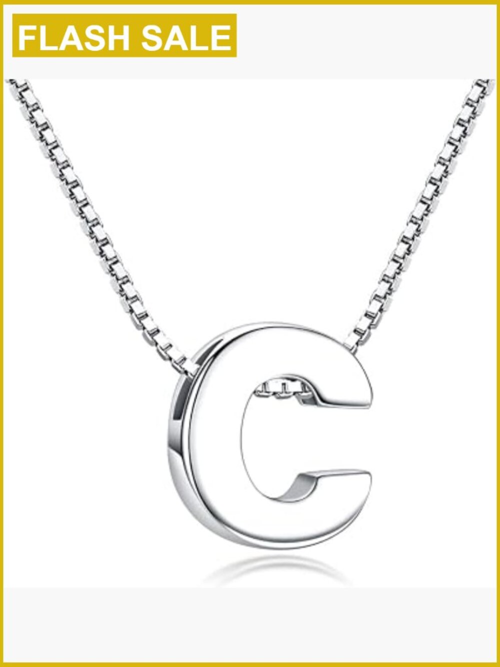925 Sterling Silver Initial Pendant Necklace A-Z Personalized Letter Charm